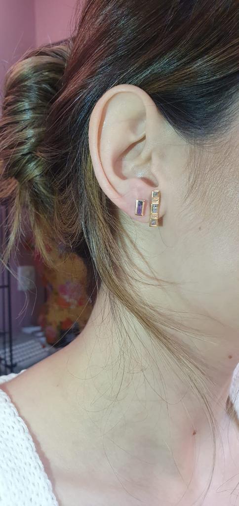 Brinco Baguete Ametista London